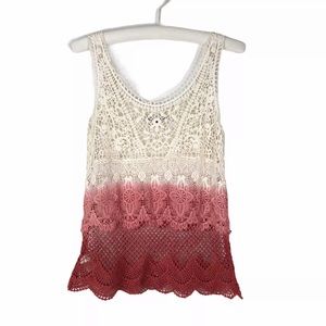 American Eagle Crochet Lace Ombre Tank Sz XS Boho Festival